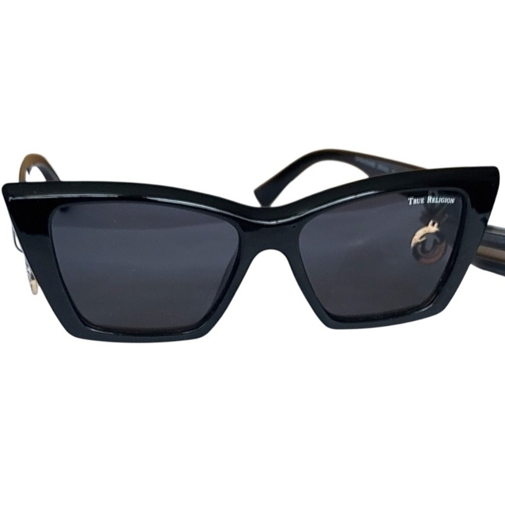 True Religion Sunglasses Black Frame W/Charm Case, Box, Cloth NWT - Picture 3 of 11